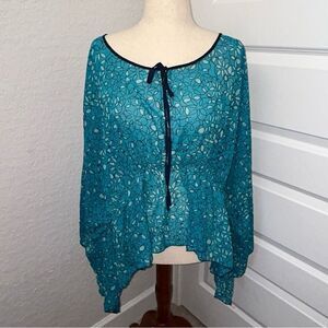 BCBGMaxazria Sparkle Kimono Blouse Shirt Top